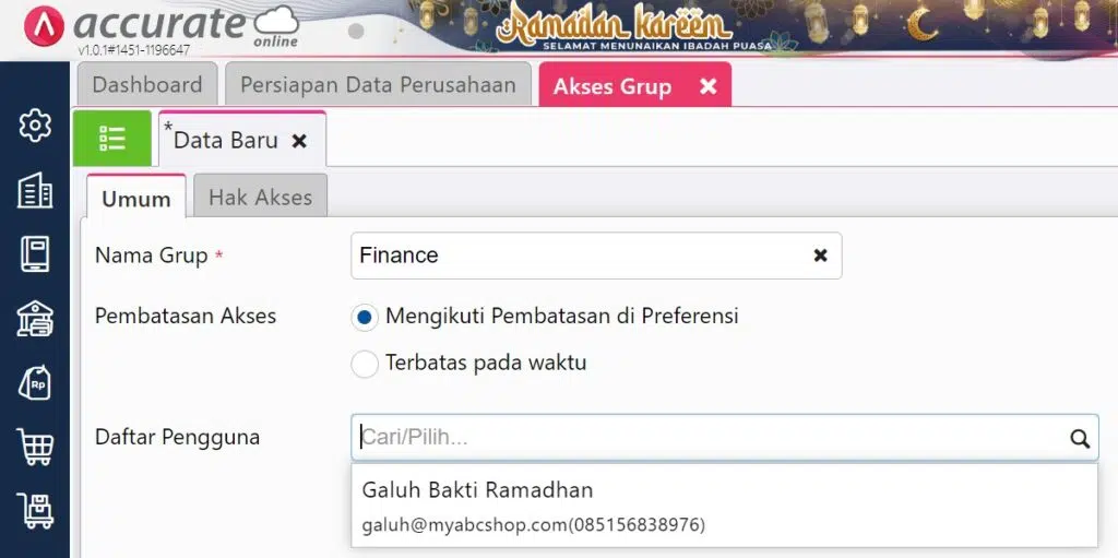 Hak akses Accurate Online